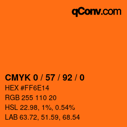 カラーコード: CMYK 0 / 57 / 92 / 0 | qconv.com