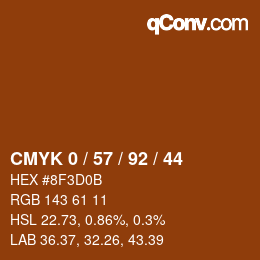 颜色代码: CMYK 0 / 57 / 92 / 44 | qconv.com
