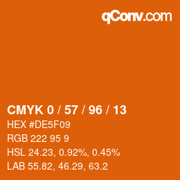 Farbcode: CMYK 0 / 57 / 96 / 13 | qconv.com