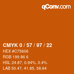 颜色代码: CMYK 0 / 57 / 97 / 22 | qconv.com