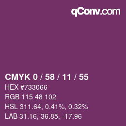 カラーコード: CMYK 0 / 58 / 11 / 55 | qconv.com