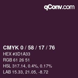 Code couleur: CMYK 0 / 58 / 17 / 76 | qconv.com