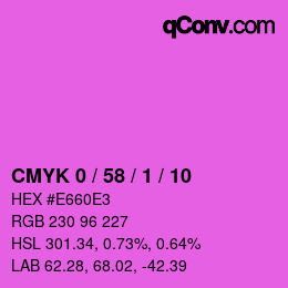 カラーコード: CMYK 0 / 58 / 1 / 10 | qconv.com