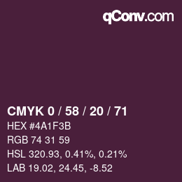 Código de color: CMYK 0 / 58 / 20 / 71 | qconv.com