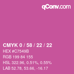 カラーコード: CMYK 0 / 58 / 22 / 22 | qconv.com