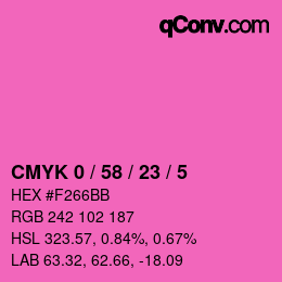 カラーコード: CMYK 0 / 58 / 23 / 5 | qconv.com
