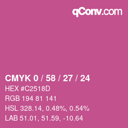カラーコード: CMYK 0 / 58 / 27 / 24 | qconv.com