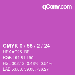カラーコード: CMYK 0 / 58 / 2 / 24 | qconv.com