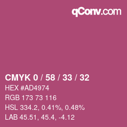 颜色代码: CMYK 0 / 58 / 33 / 32 | qconv.com