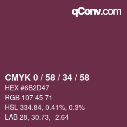 カラーコード: CMYK 0 / 58 / 34 / 58 | qconv.com