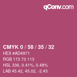 Farbcode: CMYK 0 / 58 / 35 / 32 | qconv.com