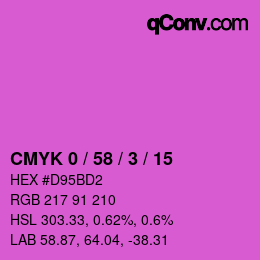 カラーコード: CMYK 0 / 58 / 3 / 15 | qconv.com