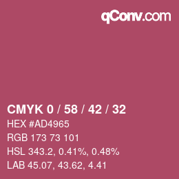 Farbcode: CMYK 0 / 58 / 42 / 32 | qconv.com