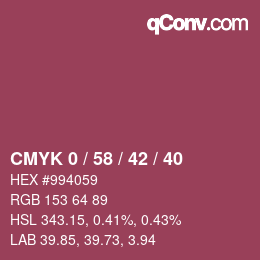 カラーコード: CMYK 0 / 58 / 42 / 40 | qconv.com