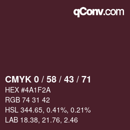 颜色代码: CMYK 0 / 58 / 43 / 71 | qconv.com