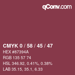 Color code: CMYK 0 / 58 / 45 / 47 | qconv.com