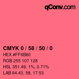 Farbcode: CMYK 0 / 58 / 50 / 0 | qconv.com