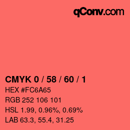 颜色代码: CMYK 0 / 58 / 60 / 1 | qconv.com