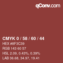 カラーコード: CMYK 0 / 58 / 60 / 44 | qconv.com