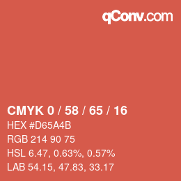 颜色代码: CMYK 0 / 58 / 65 / 16 | qconv.com