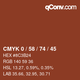 Farbcode: CMYK 0 / 58 / 74 / 45 | qconv.com