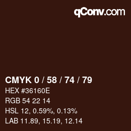 颜色代码: CMYK 0 / 58 / 74 / 79 | qconv.com