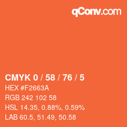 Código de color: CMYK 0 / 58 / 76 / 5 | qconv.com