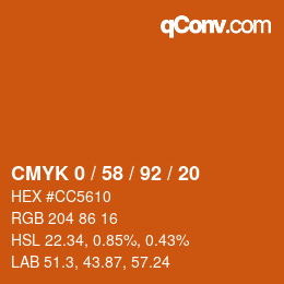 颜色代码: CMYK 0 / 58 / 92 / 20 | qconv.com