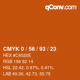 Farbcode: CMYK 0 / 58 / 93 / 23 | qconv.com