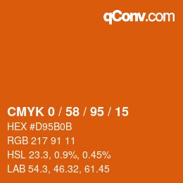 Code couleur: CMYK 0 / 58 / 95 / 15 | qconv.com