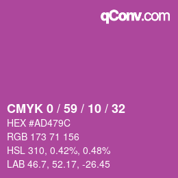 Color code: CMYK 0 / 59 / 10 / 32 | qconv.com