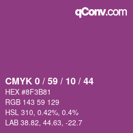 カラーコード: CMYK 0 / 59 / 10 / 44 | qconv.com