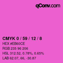 カラーコード: CMYK 0 / 59 / 12 / 8 | qconv.com