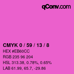 カラーコード: CMYK 0 / 59 / 13 / 8 | qconv.com