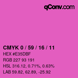 颜色代码: CMYK 0 / 59 / 16 / 11 | qconv.com