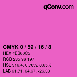 カラーコード: CMYK 0 / 59 / 16 / 8 | qconv.com