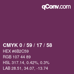 Farbcode: CMYK 0 / 59 / 17 / 58 | qconv.com