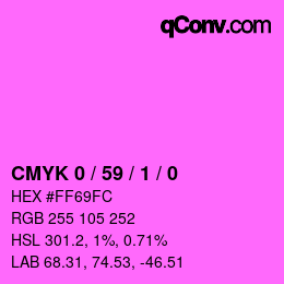 カラーコード: CMYK 0 / 59 / 1 / 0 | qconv.com