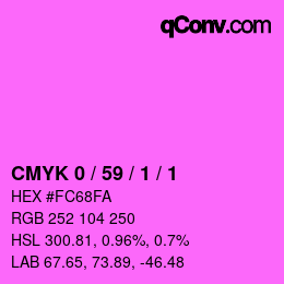 カラーコード: CMYK 0 / 59 / 1 / 1 | qconv.com