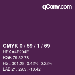 カラーコード: CMYK 0 / 59 / 1 / 69 | qconv.com
