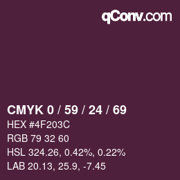 カラーコード: CMYK 0 / 59 / 24 / 69 | qconv.com