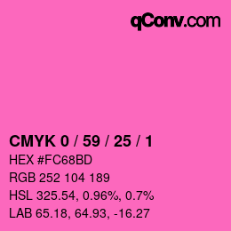 カラーコード: CMYK 0 / 59 / 25 / 1 | qconv.com