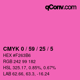 カラーコード: CMYK 0 / 59 / 25 / 5 | qconv.com