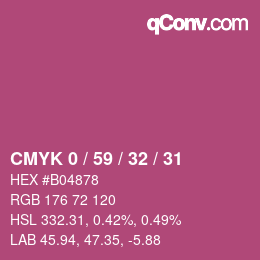 カラーコード: CMYK 0 / 59 / 32 / 31 | qconv.com