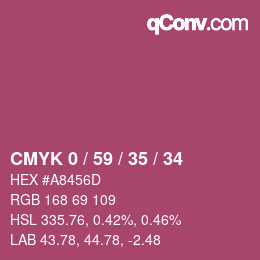 カラーコード: CMYK 0 / 59 / 35 / 34 | qconv.com