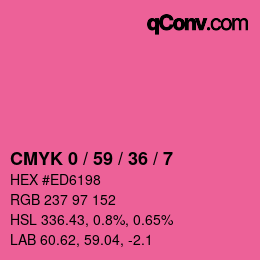 カラーコード: CMYK 0 / 59 / 36 / 7 | qconv.com