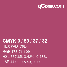 カラーコード: CMYK 0 / 59 / 37 / 32 | qconv.com