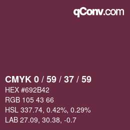 カラーコード: CMYK 0 / 59 / 37 / 59 | qconv.com