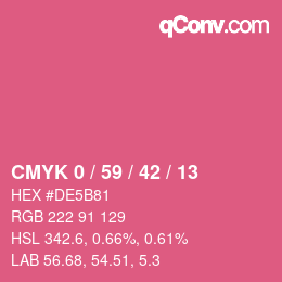 カラーコード: CMYK 0 / 59 / 42 / 13 | qconv.com
