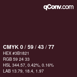 カラーコード: CMYK 0 / 59 / 43 / 77 | qconv.com